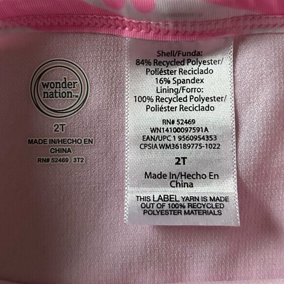 NWOT … WONDER NATION “Size: 2T” Pink Floral Swirl Swimsuit - Picture 4 of 4